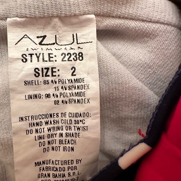 Navy & White Polka Dot 1 Piece Swimsuit Swim Hat Red Bow Size 2 Azul Swimwear 2t - Picture 4 of 9